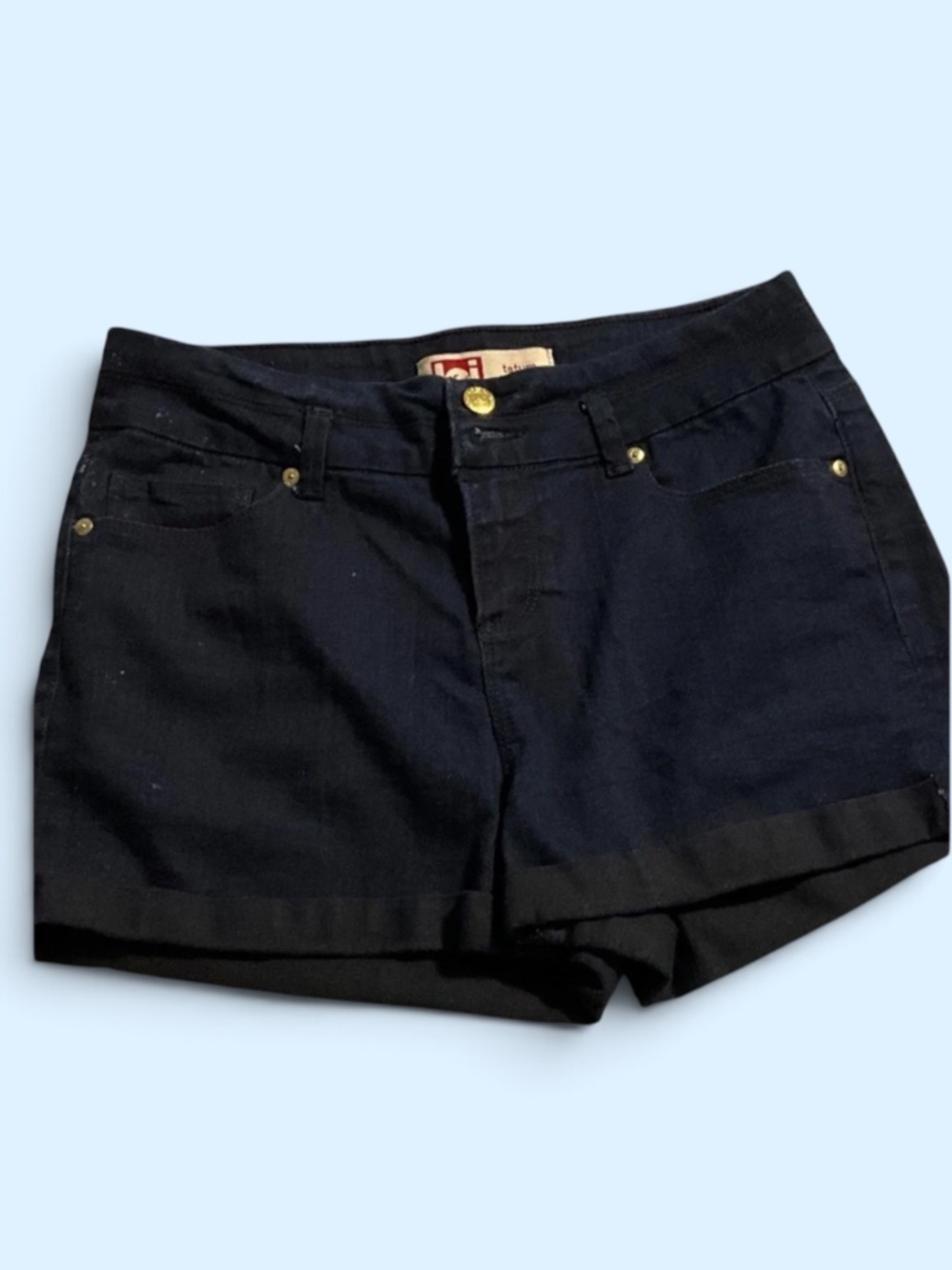 Y2K LEI Tatum High Rise Denim Shorts Dark Wash,size 11, /Juniors/vintage
